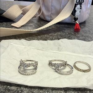 Source Unknown Silver CZ Bridal Ring Set with Clear Stones